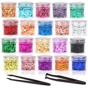 Gold Foil Flakes Set with Tweezers for Crafts