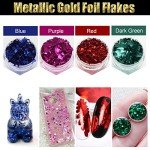 Gold Foil Flakes Set with Tweezers for Crafts