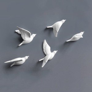 5Pcs Resin Flying Doves Wall Art Decor