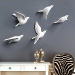 5Pcs Resin Flying Doves Wall Art Decor