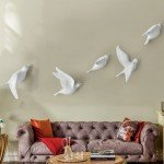 5Pcs Resin Flying Doves Wall Art Decor