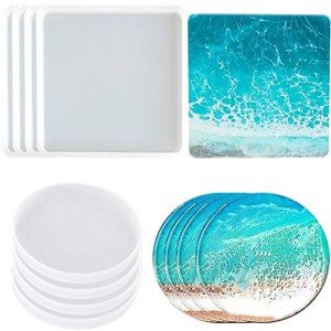 8 Pack Silicone Coaster Molds for Resin Art