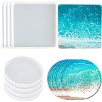 8 Pack Silicone Coaster Molds for Resin Art