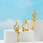 Set of 3 Gold Thinker Statues for Decor