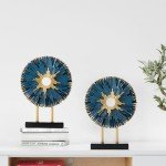 Blue Round Modern Abstract Resin Art Sculpture