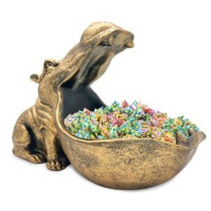 Gold Hippo Resin Statue and Key Storage Box