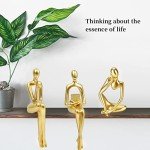 Set of 3 Gold Thinker Statues for Decor