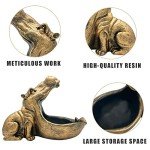 Gold Hippo Resin Statue and Key Storage Box