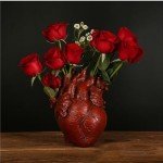 Heart-Shaped Resin Vase for Modern Decor - Red