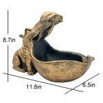 Gold Hippo Resin Statue and Key Storage Box