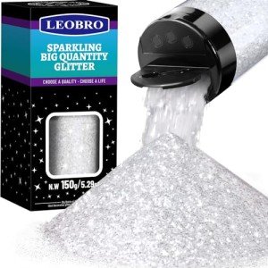 LEOBRO Iridescent White Glitter for Crafts 150G