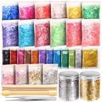 LEOBRO 41PCS Extra Fine Glitter Resin Kit