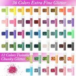 48-Color Glitter Set for Art and Crafts