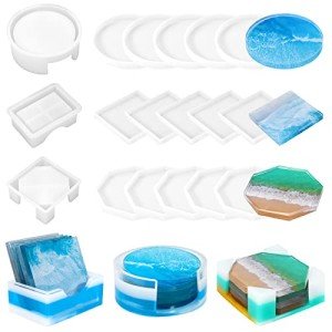 18-Piece Resin Coaster Mold Set with Storage Box