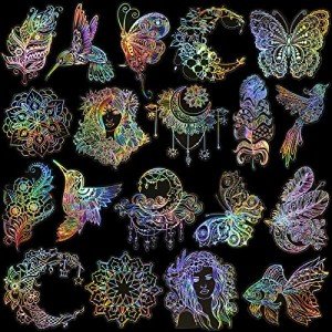 80 Large Holographic Resin Art Stickers Set