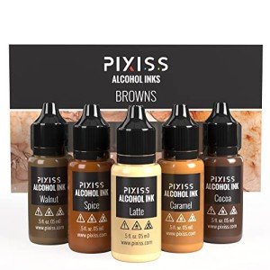 Pixiss Brown Alcohol Ink Set - 5 Vibrant Shades