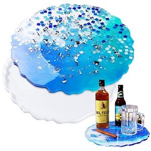 Round Resin Art Tray with Irregular Edges