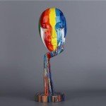 Colorful Abstract Resin Thinker Statue Sculpture