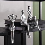 Silver Thinker Statue Set for Modern Home Decor