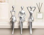 Silver Thinker Statue Set for Modern Home Decor