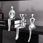 Silver Thinker Statue Set for Modern Home Decor