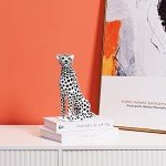 White Resin Leopard Sculpture with Black Spots