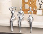 Silver Thinker Statue Set for Modern Home Decor