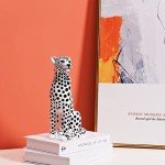 White Resin Leopard Sculpture with Black Spots