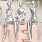 Silver Thinker Statue Set for Modern Home Decor