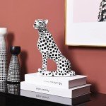 White Resin Leopard Sculpture with Black Spots