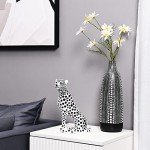 White Resin Leopard Sculpture with Black Spots