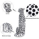 White Resin Leopard Sculpture with Black Spots