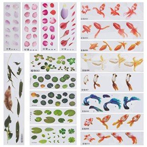 18 Sheets Goldfish & Koi Pond Resin Stickers