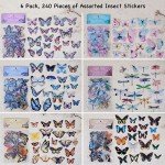 Butterfly & Dragonfly Insect Stickers Set (240 Pieces)