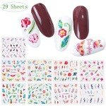 29 Holographic Flower Nail Art Decals Sheets