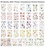 Pressed Flower Resin Stickers - 486 Assorted Pieces