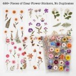 Pressed Flower Resin Stickers - 486 Assorted Pieces