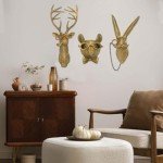 Bronzed Deer Head Resin Wall Art Decor