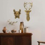 Bronzed Deer Head Resin Wall Art Decor