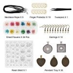 Resin Jewelry Molds Kit with Pendants & Tools