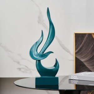 Green Flame Statue - Modern Resin Art Decor