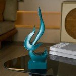 Green Flame Statue - Modern Resin Art Decor