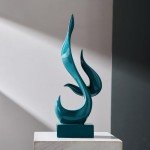 Green Flame Statue - Modern Resin Art Decor