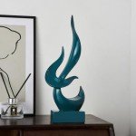 Green Flame Statue - Modern Resin Art Decor