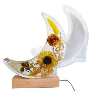 Moon Light Resin Mold with Wooden Base Lamp