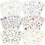 36 Sheets Transparent Floral Resin Stickers Set