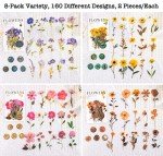 Pressed Flower Resin Stickers Set - 320 Pieces