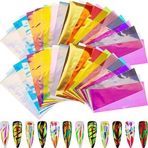 Iridescent Holographic Nail Art Glass Foils - 100 Pcs