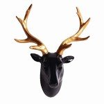 Glossy Black Resin Deer Head Wall Decor