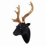 Glossy Black Resin Deer Head Wall Decor